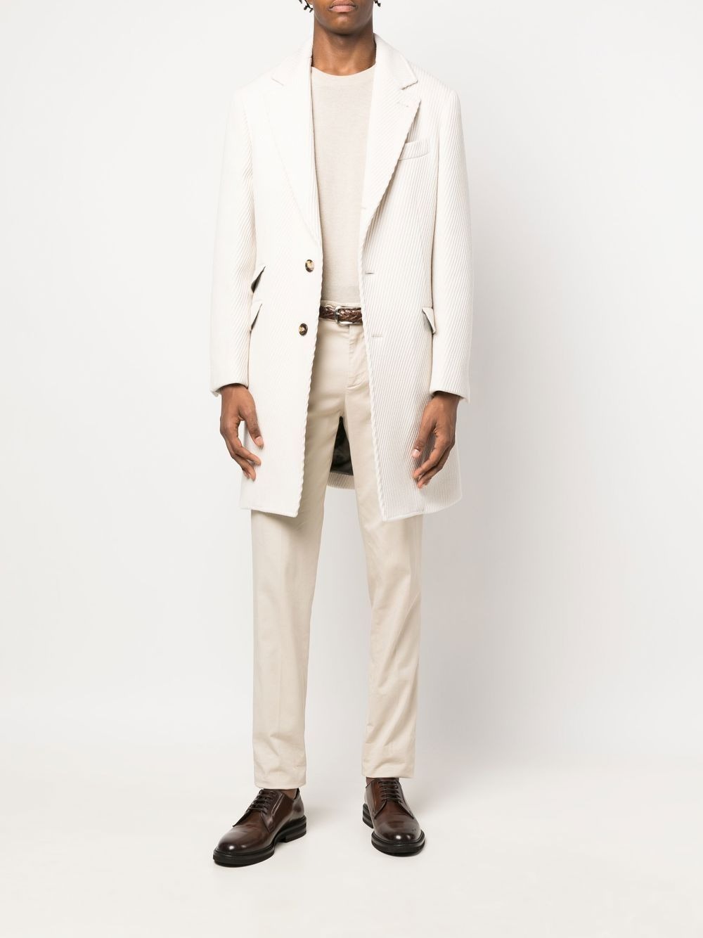 Neutral Wool-blend overcoat, Brunello Cucinelli