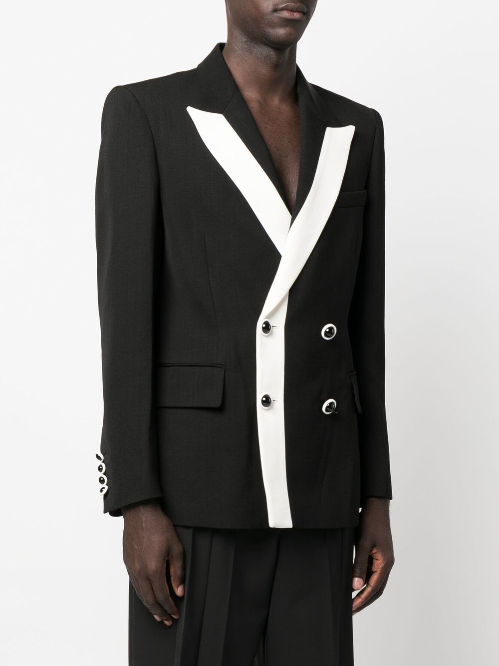 CONTRAST SATIN BLAZER - Black