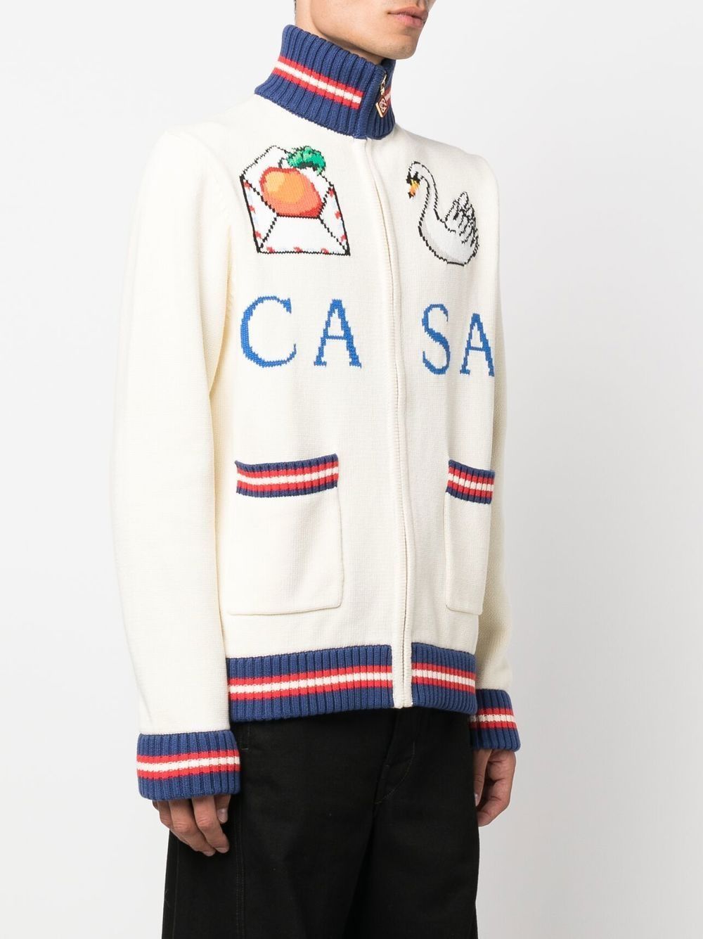 Casablanca Rainbow Monogram intarsia-knit cotton-blend Jumper