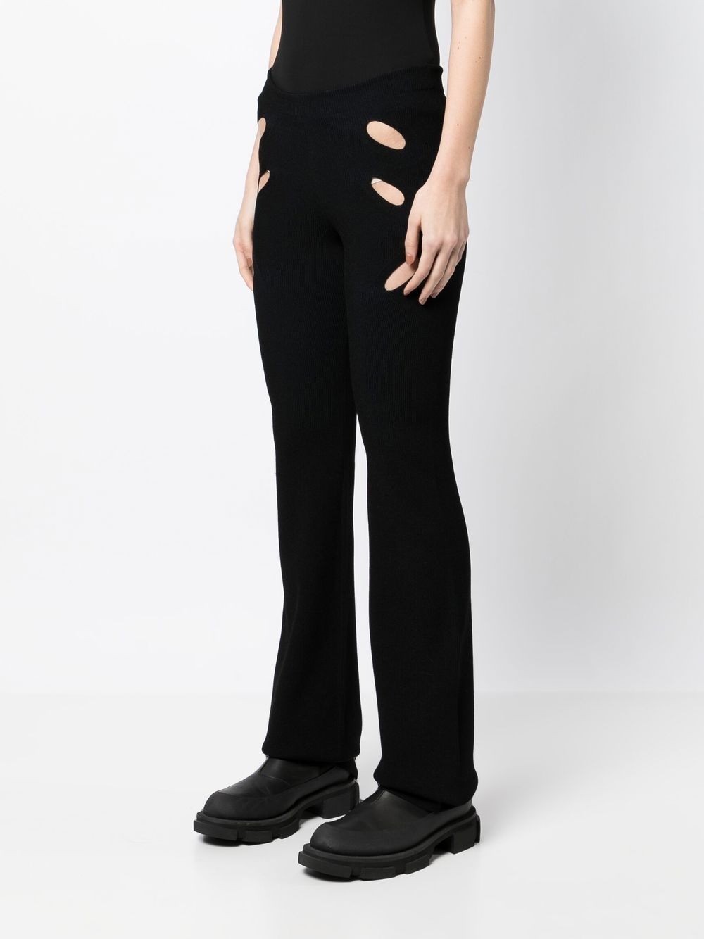 Black Cut Out Detail Flared Pants