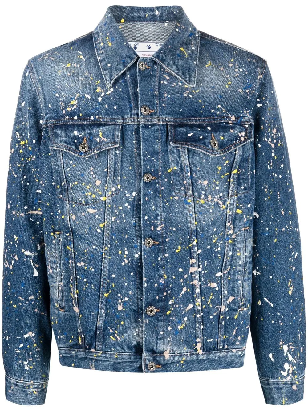 Buy PURPLE BRAND Paint Splatter Denim Trucker Jacket - Indigo At 70% Off |  Editorialist