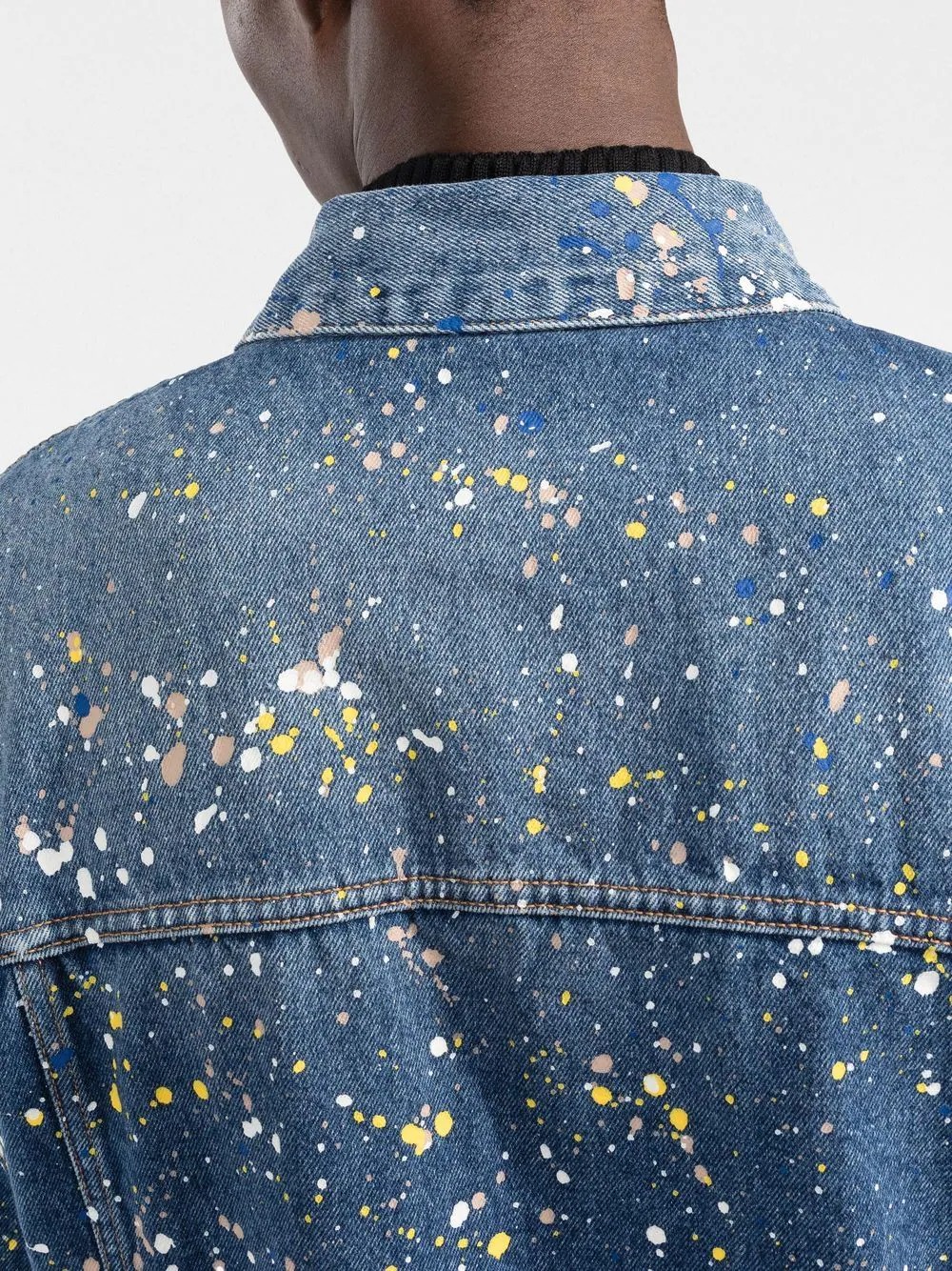 Buy Coats and jackets Off White paint splatter denim jacket OMYE077F22DEN0034000 Luxury online store First Boutique