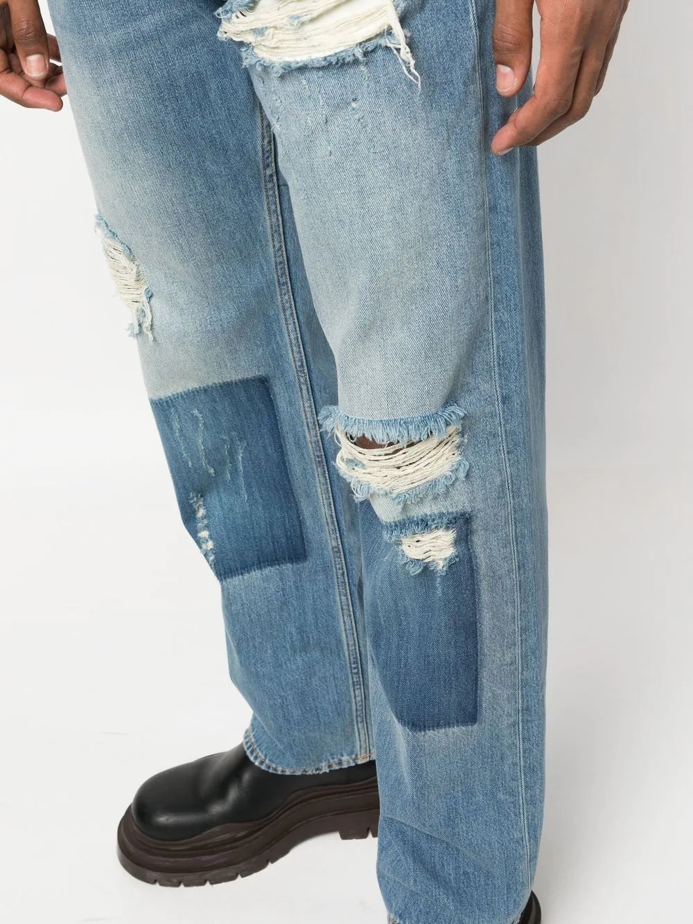 Palm Angels patchwork straight-leg jeans - Blue  Straight leg jeans,  Straight leg, Mens outfits