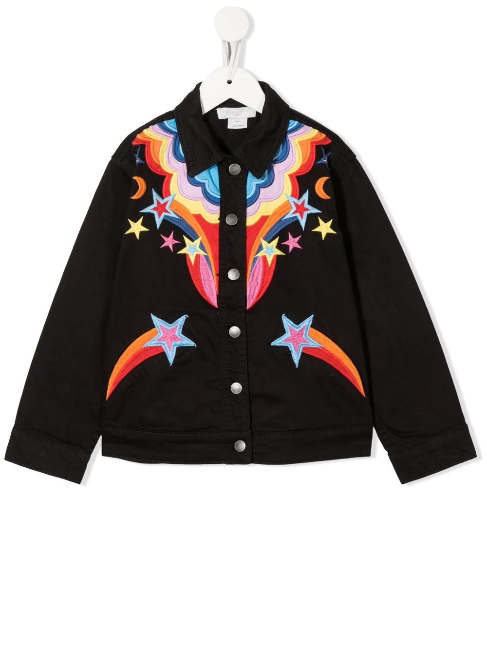 Stella McCartney Kids logo-embroidered shirt jacket - Black