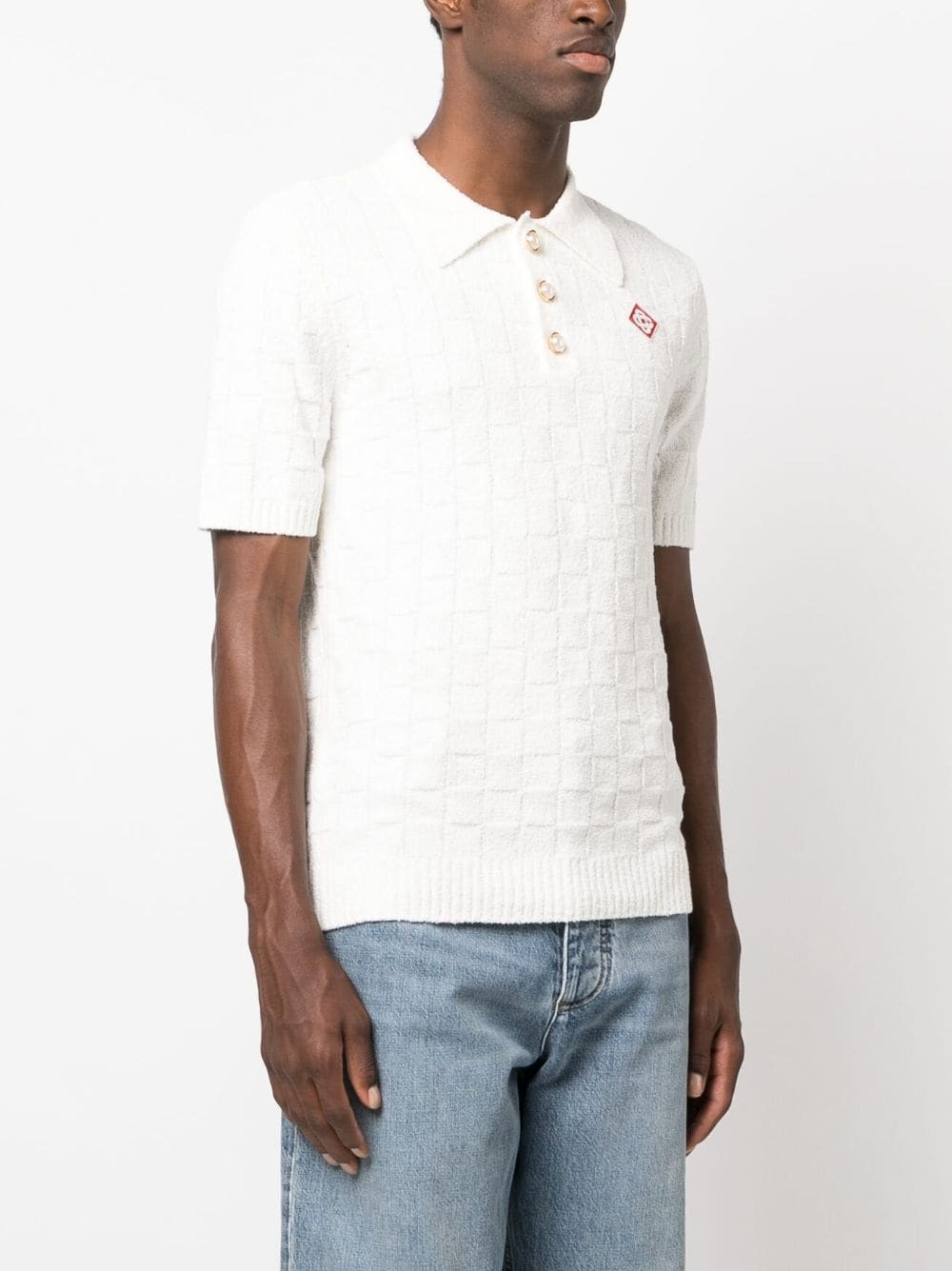 logo-patch bouclè polo shirt