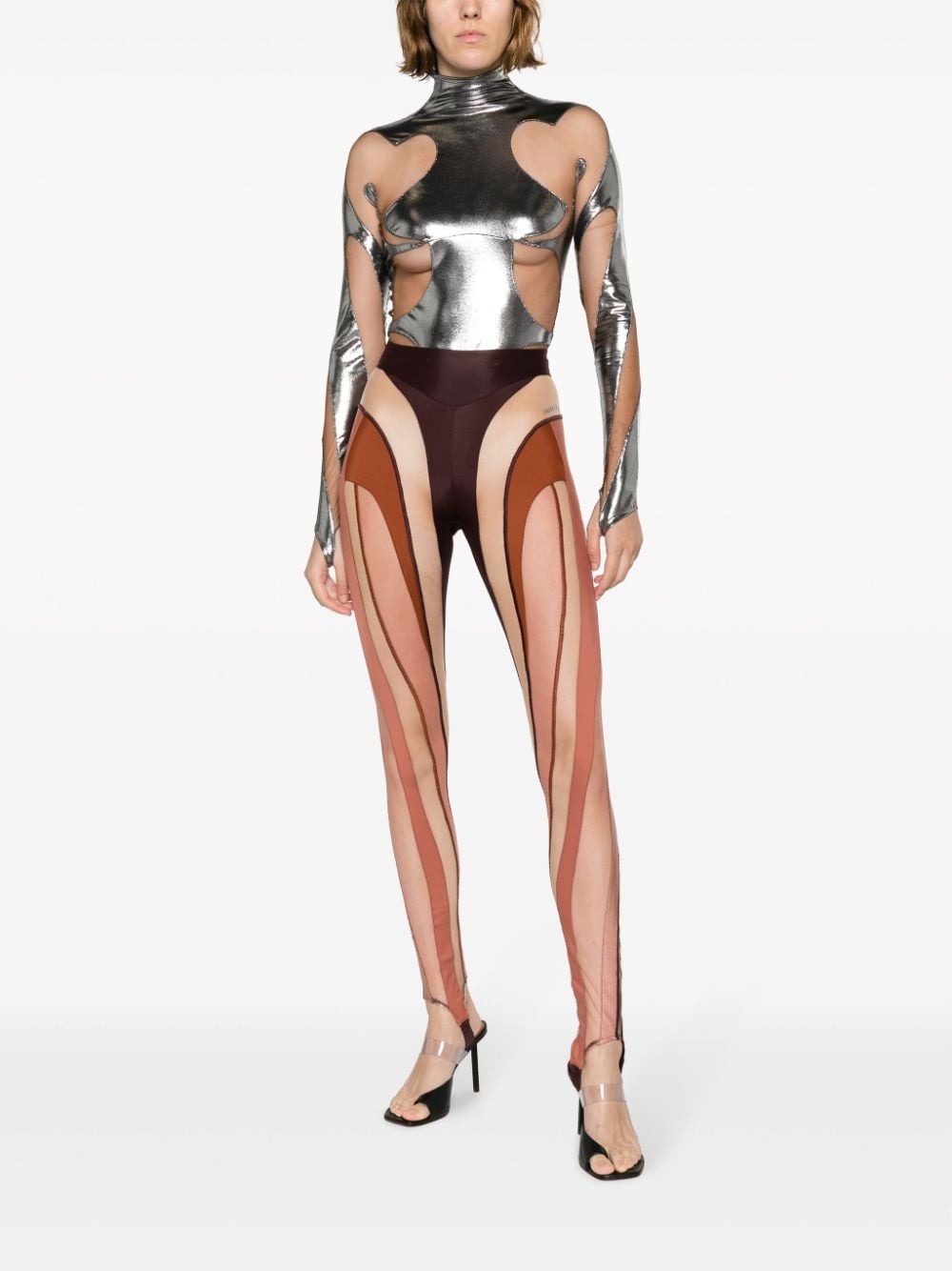 Paneled stirrup leggings in metallic - Mugler