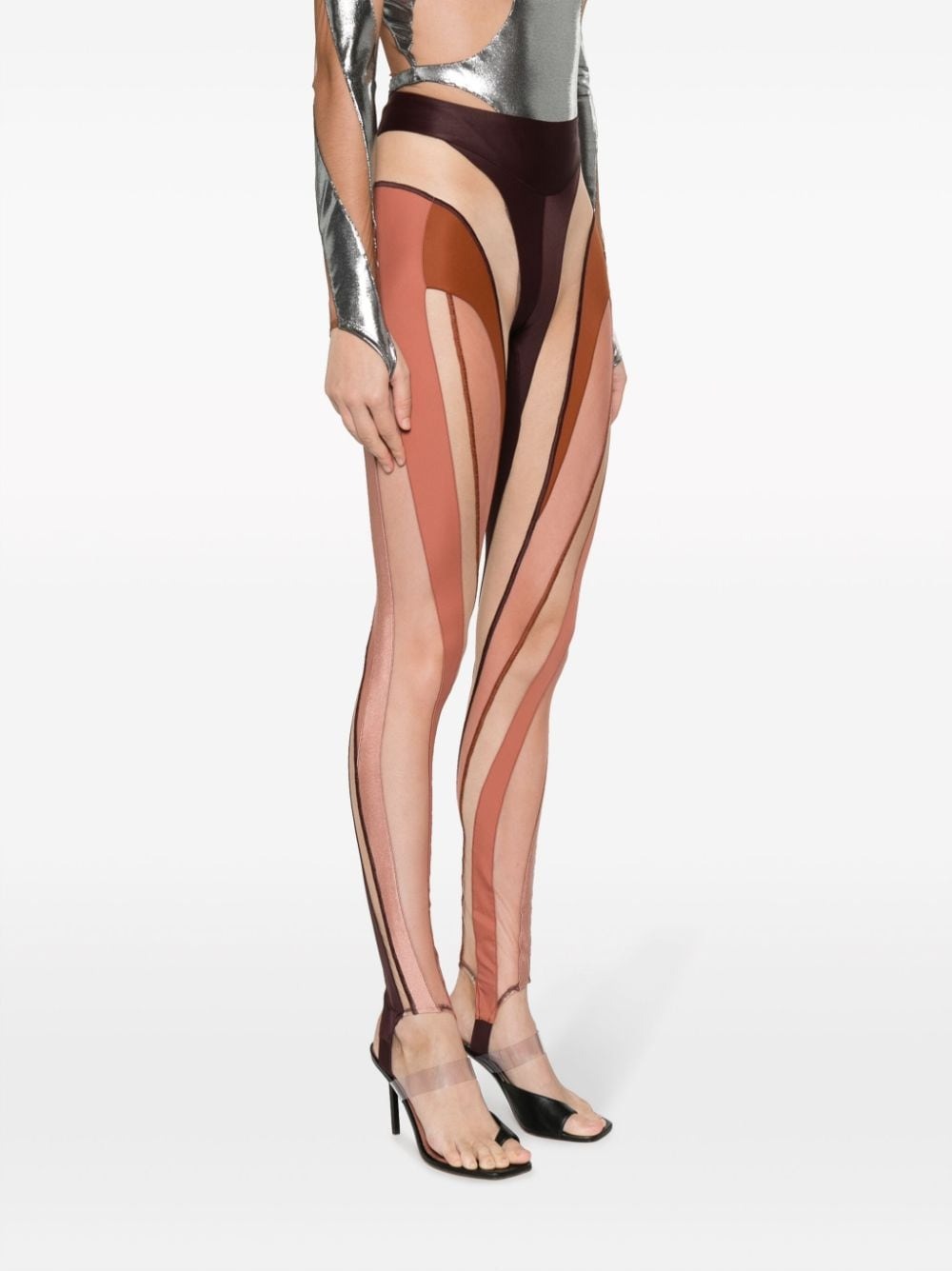 MUGLER - Glossy Sheer-Panelled Spiral Leggings  HBX - Globally Curated  Fashion and Lifestyle by Hypebeast