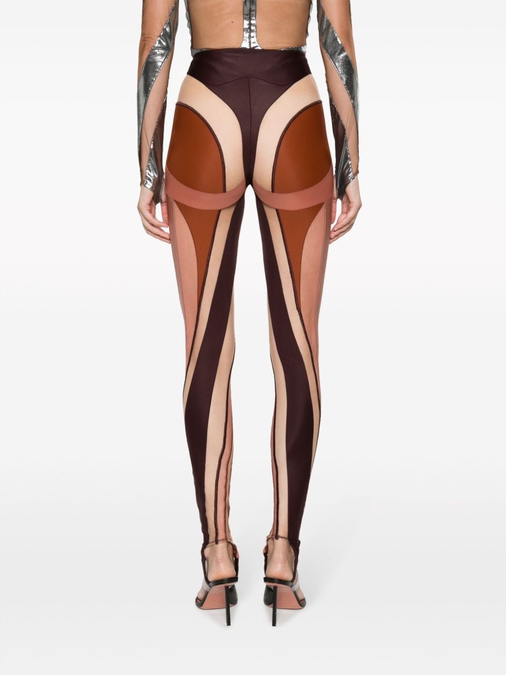 spiral leggings woman cinammon and black in polyamide - MUGLER - d — 2