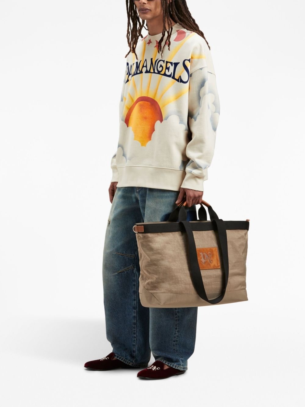 Luxury sweatshirt for men - Palm Angels orange sweatshirt with