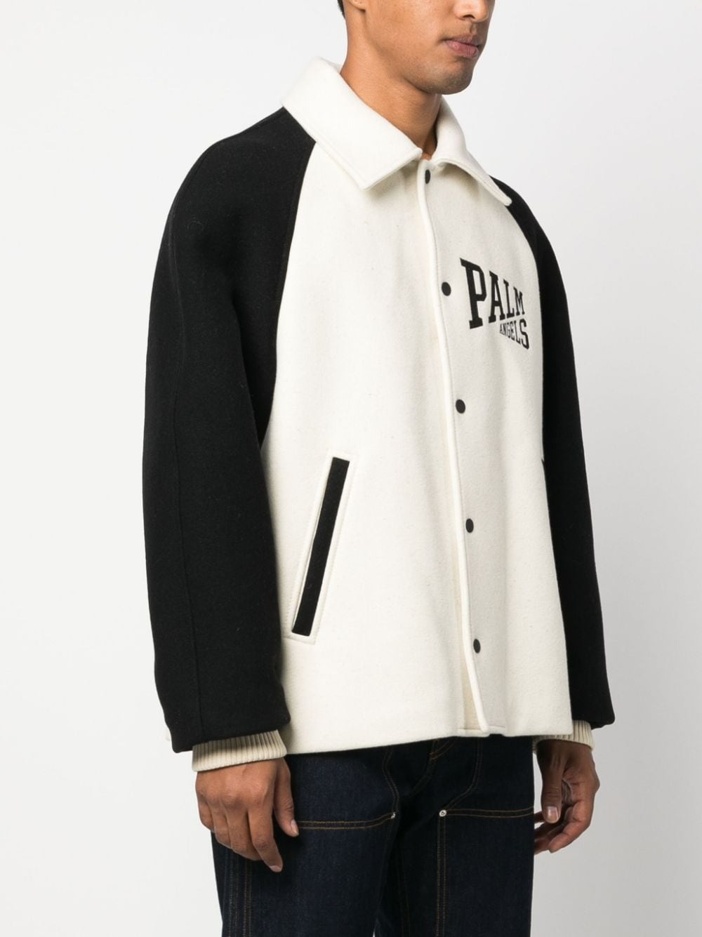 Monogram classic leather varsity jacket - Palm Angels - Men | Luisaviaroma