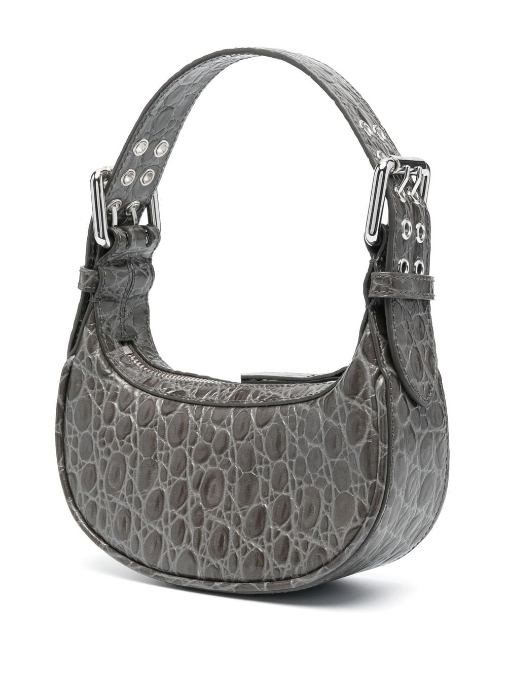 Mini Soho crocodile embossed shoulder bag GREY