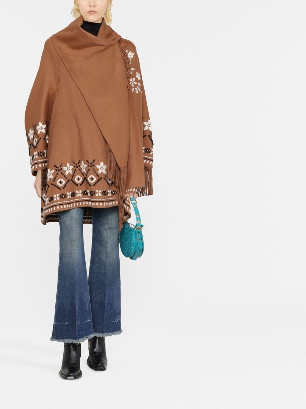 Buy Coats and jackets Ermanno Scervino embroidered fringed poncho 
