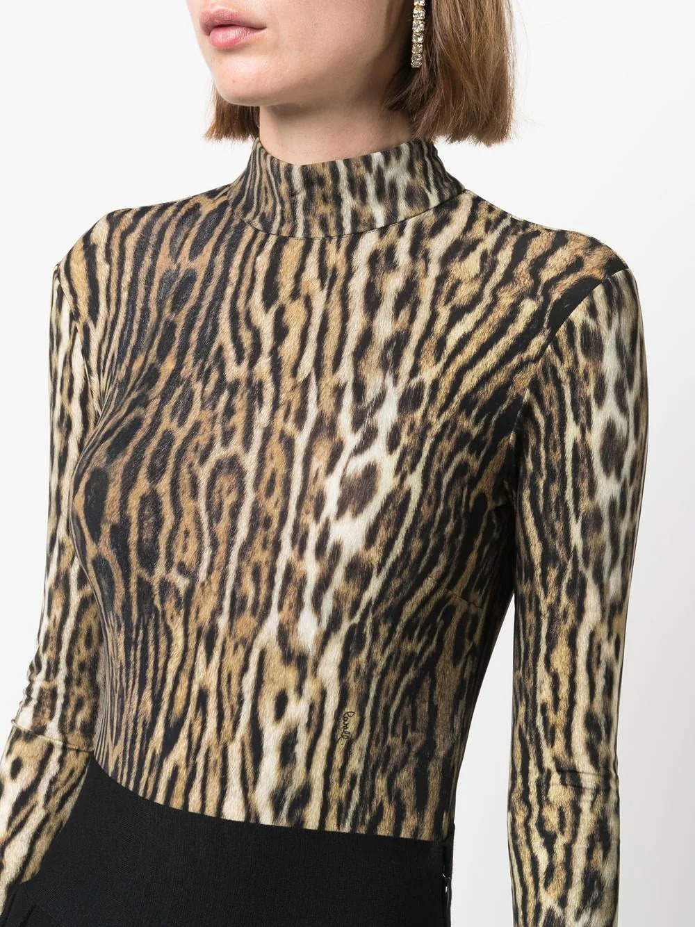 Cilento Designer Wear Leopards Bodysuit Taupe