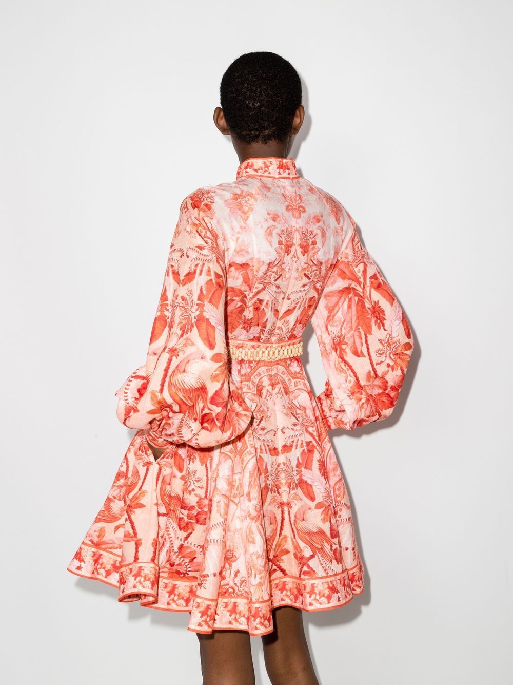 Lyre botanical-print dress