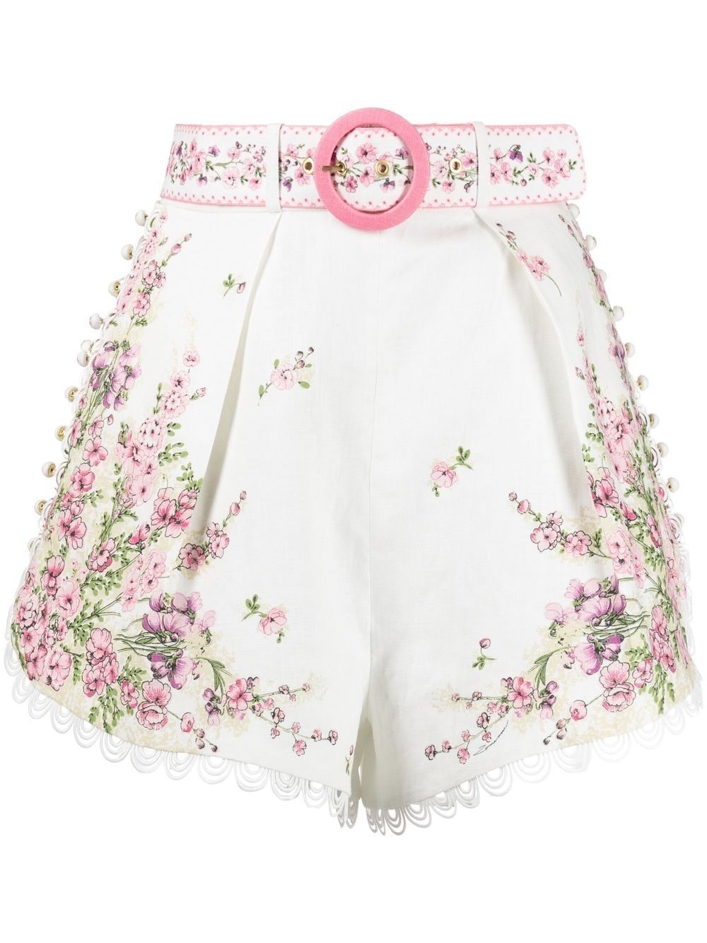 Pinko Kids floral-print elasticated cotton shorts - White