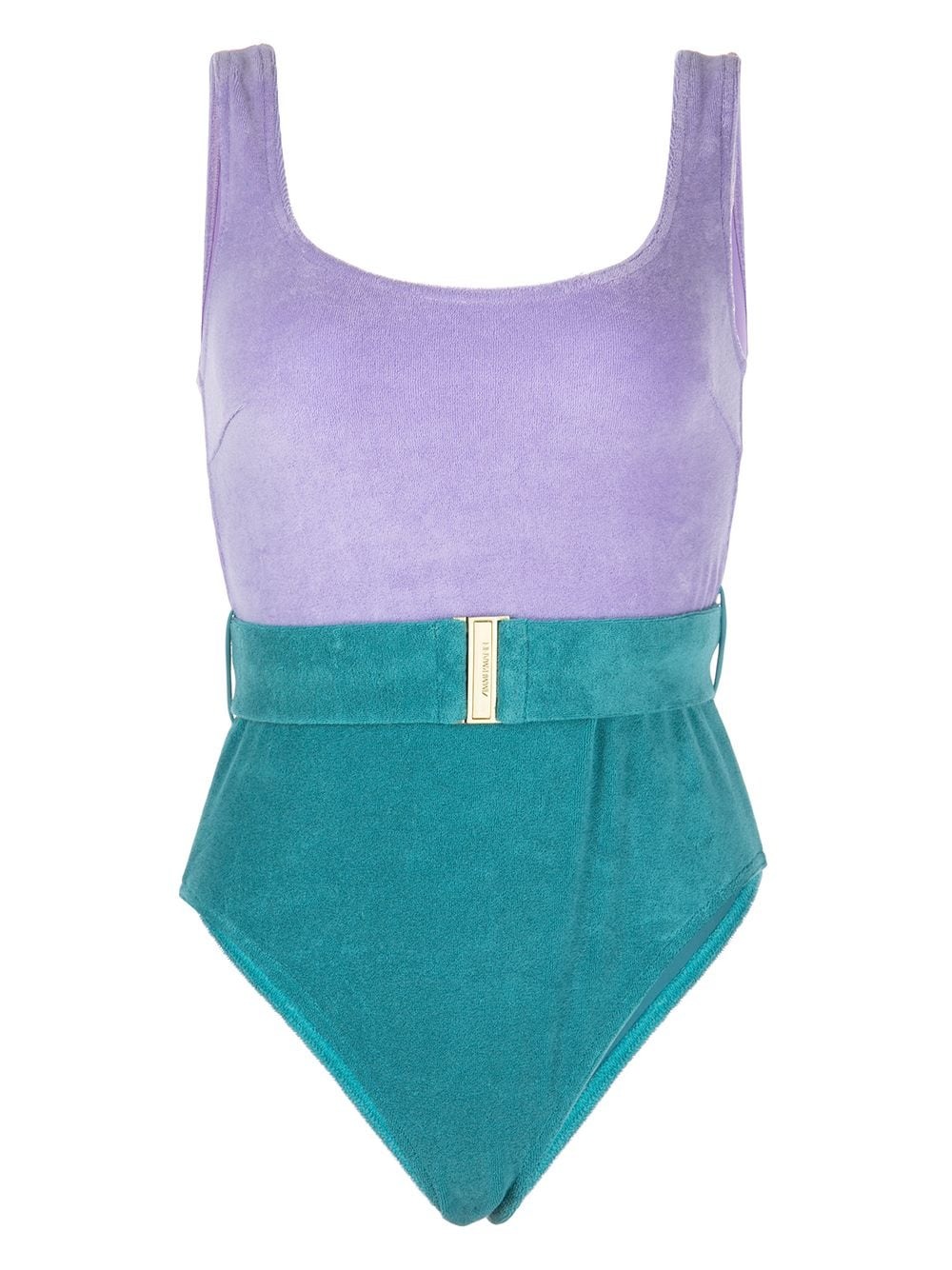 La Redoute Collections Purple Seersucker Demi-Cup Swimsuit - Size 10