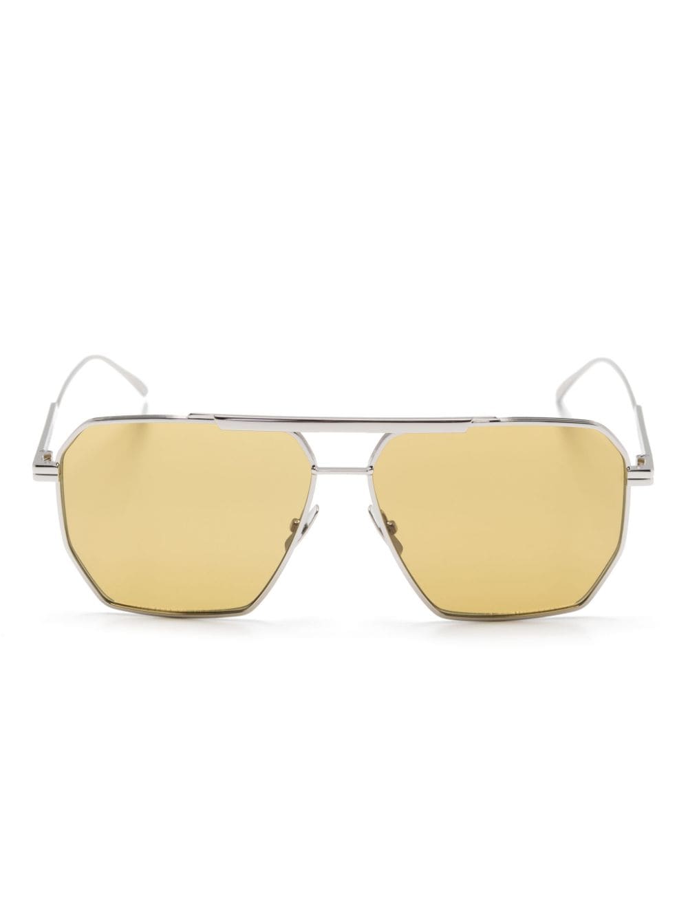 Bottega Veneta Classic Aviator Sunglasses Silver/Brown (590248V44501398) in  Acetate/Metal - US