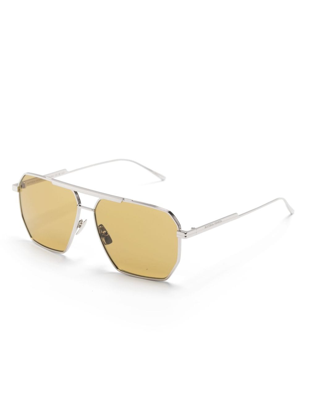 Bottega Veneta Classic Aviator Sunglasses Silver/Brown (590248V44501398) in  Acetate/Metal - US