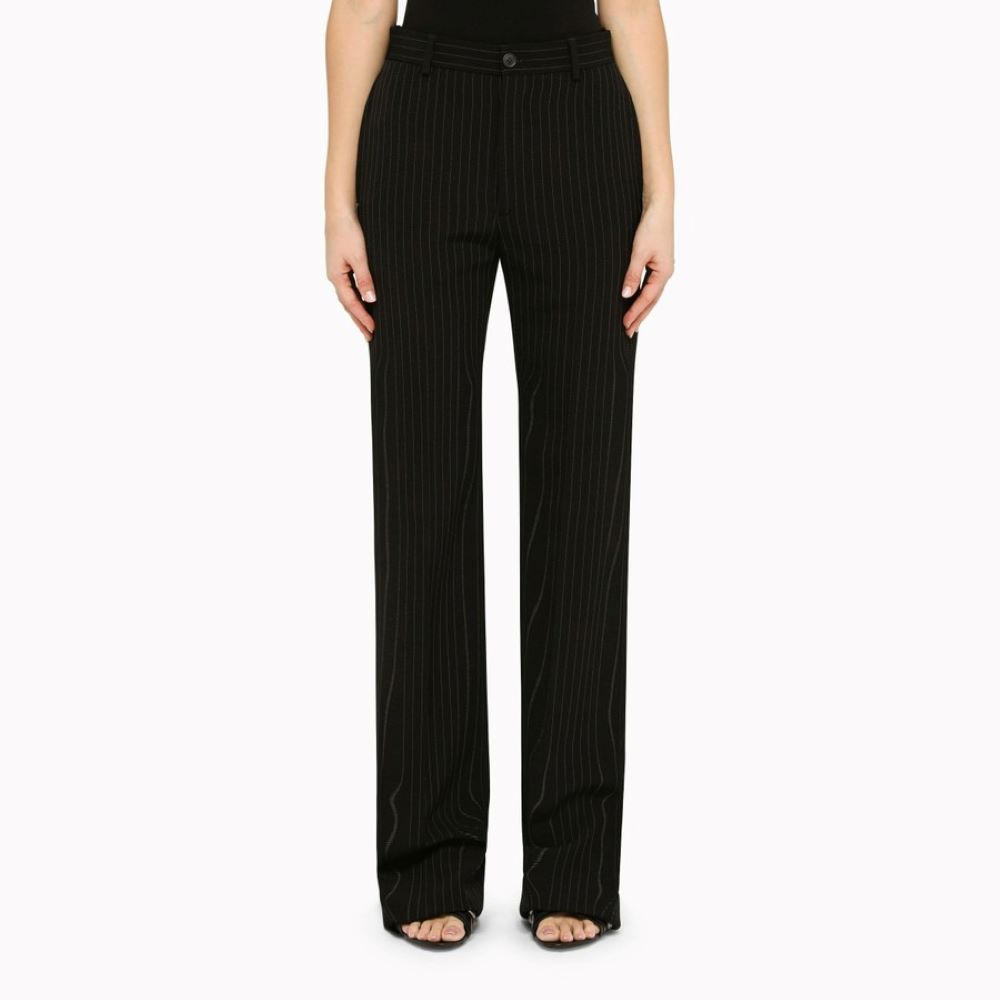 Fendi Black Pinstripe Logo Trousers – BlackSkinny