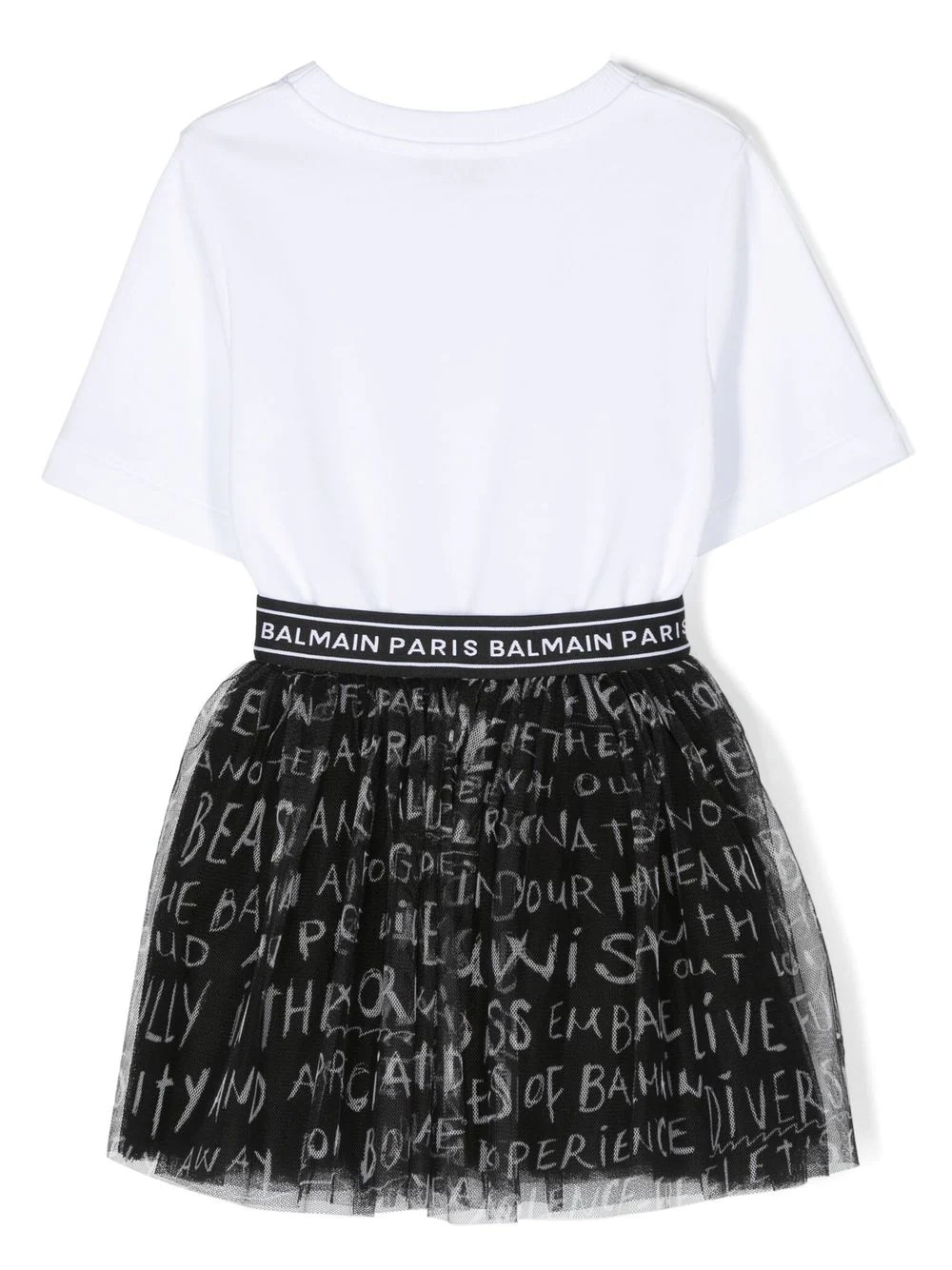 Balmain Kids logo-print cotton skirt - White