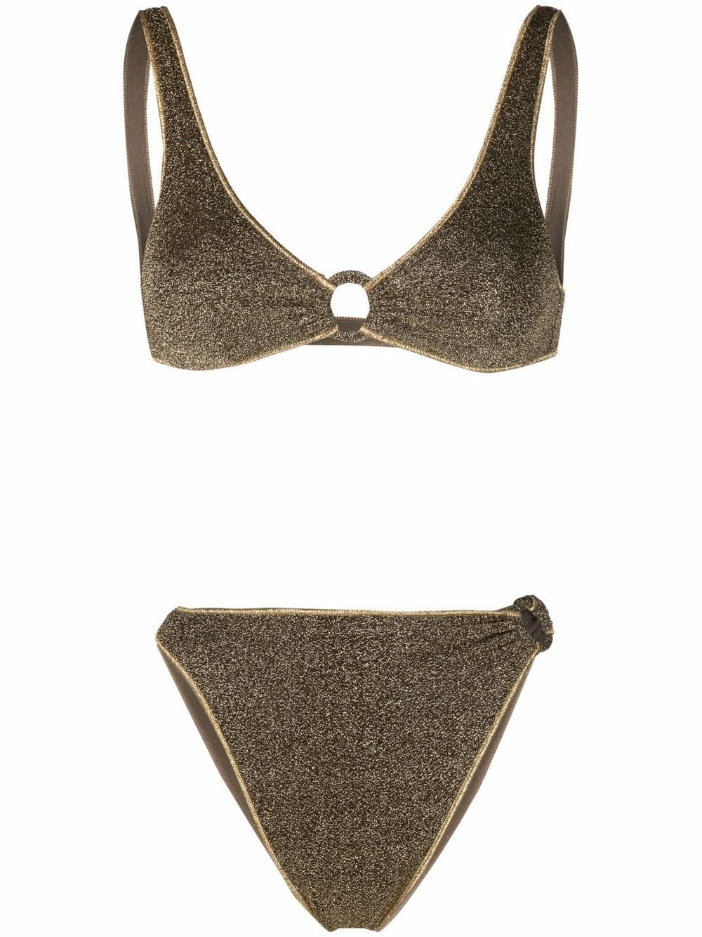 lurex-detail two-piece bikini set