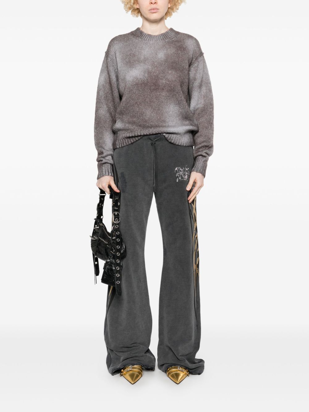 新発売 Buy (806207TRVR6 pants track Rhinestone-logo Balenciaga Tシャツ/カットソー(七分/長袖)