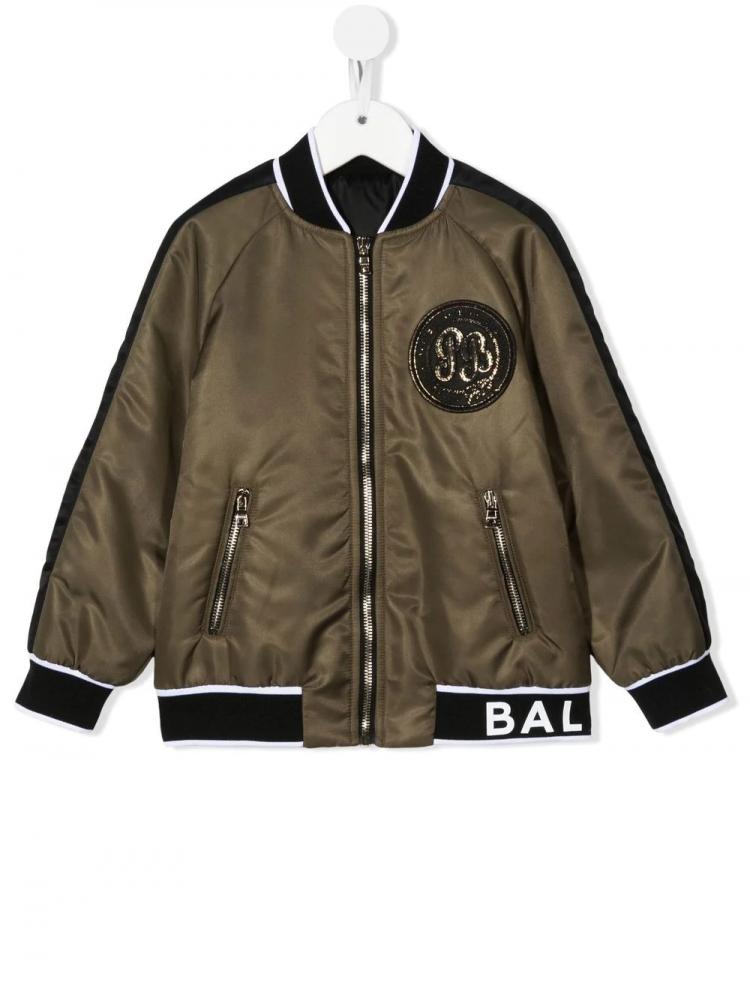 Balmain Kids - logo-patch bomber jacket
