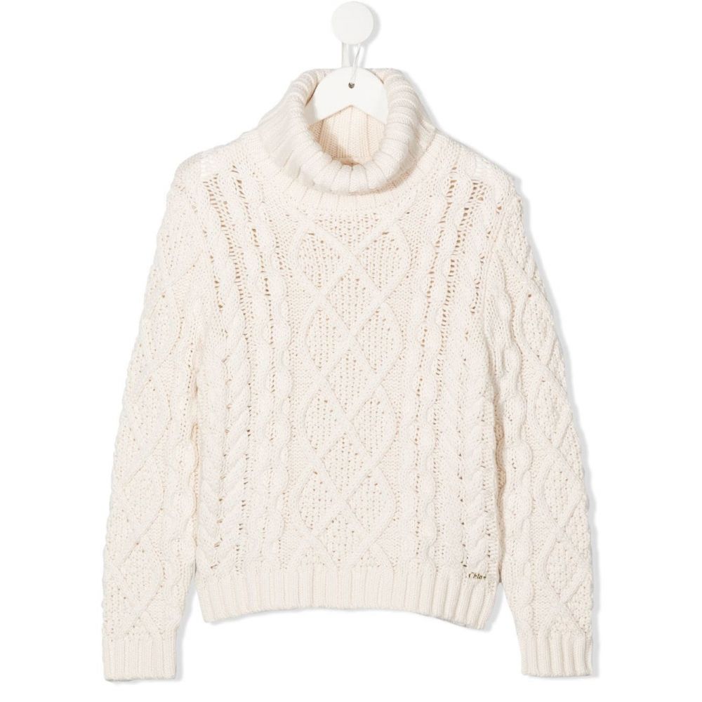 Chloe Kids - Polo-neck cable-knit jumper