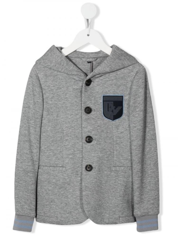 Emporio Armani Kids - logo-patch hooded blazer