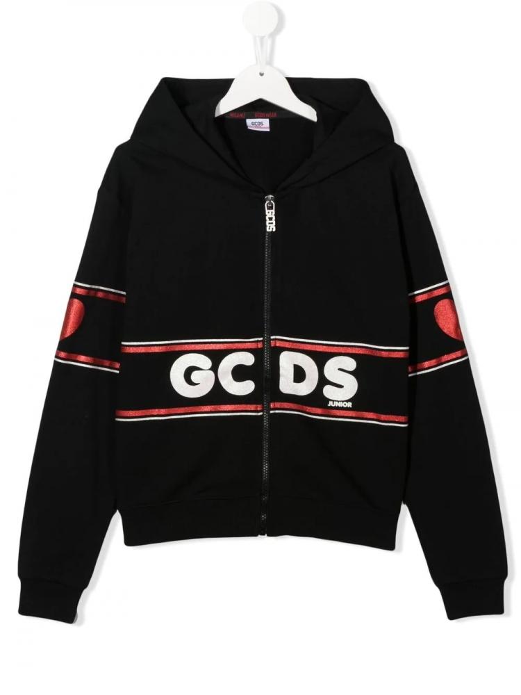 GCDS Kids - logo print zip hoodie