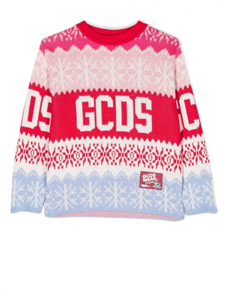 GCDS Kids - intarsia-knit branded jumper