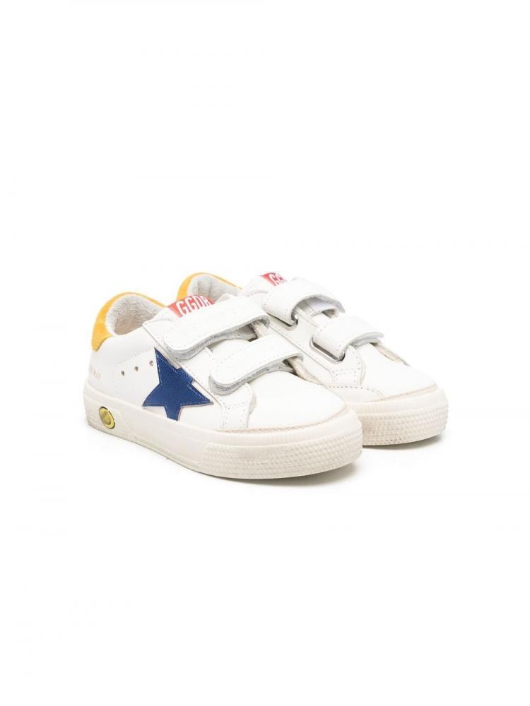 Golden Goose Kids - star-patch touch-strap sneakers yellow blue