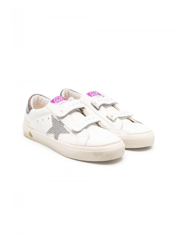Golden Goose Kids - TEEN May School touch-strap sneakers pink glitter