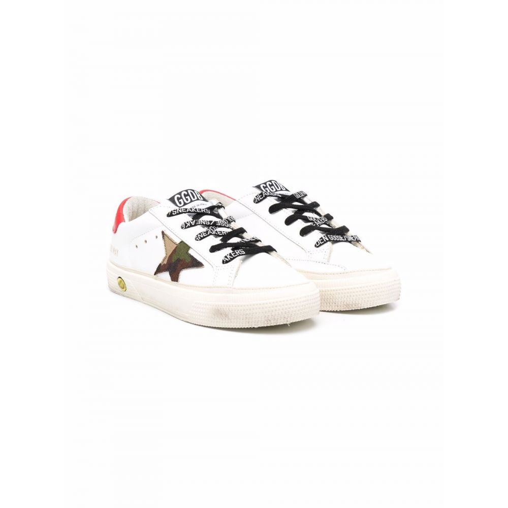Golden Goose Kids - Superstar distressed lace-up trainers camo red