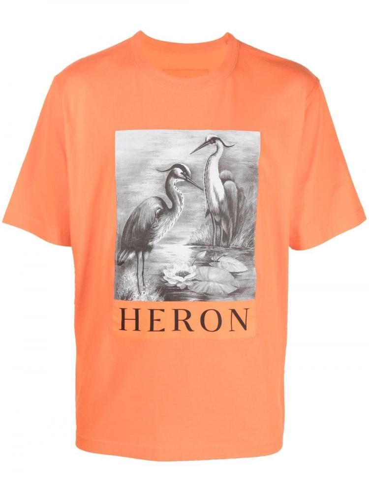 Heron Preston - logo-print short-sleeved T-shirt orange heron