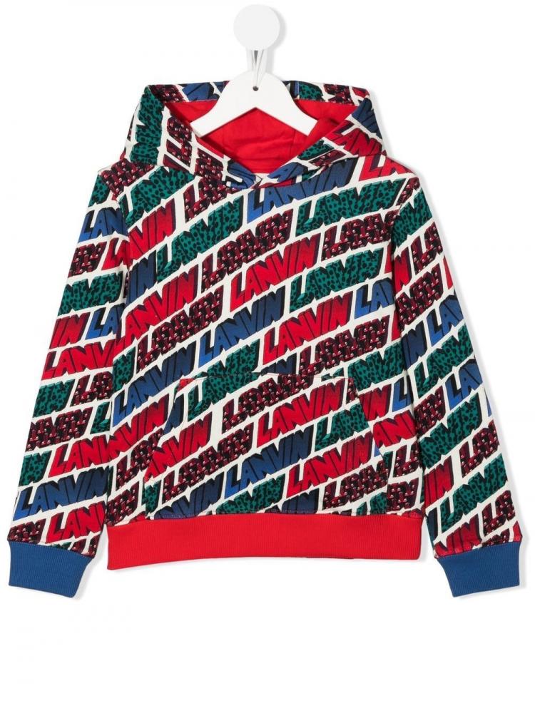 Lanvin Kids - all-over logo-print hoodie