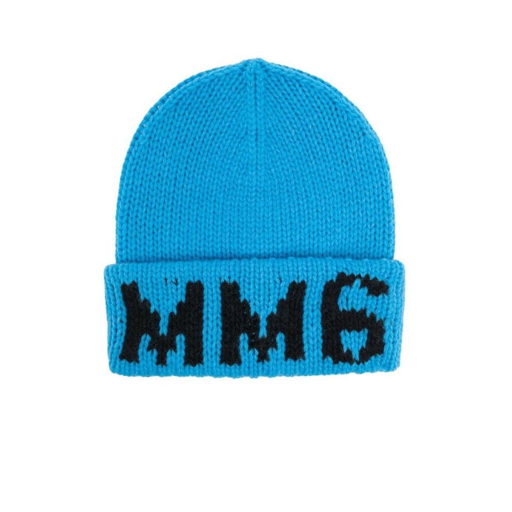 MM6 Kids - intarsia-knit logo beanie
