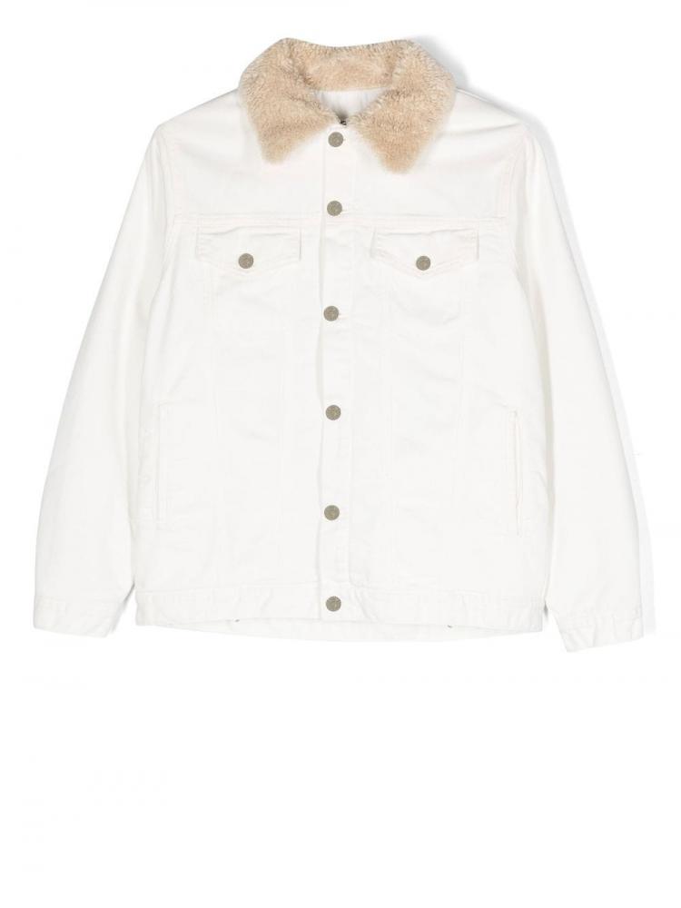 MM6 Kids - faux-shearling collar button-down jacket
