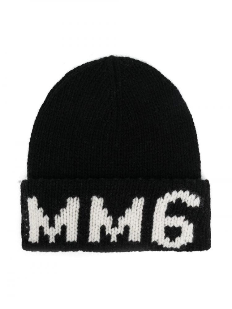 MM6 Kids - logo-print knit beanie