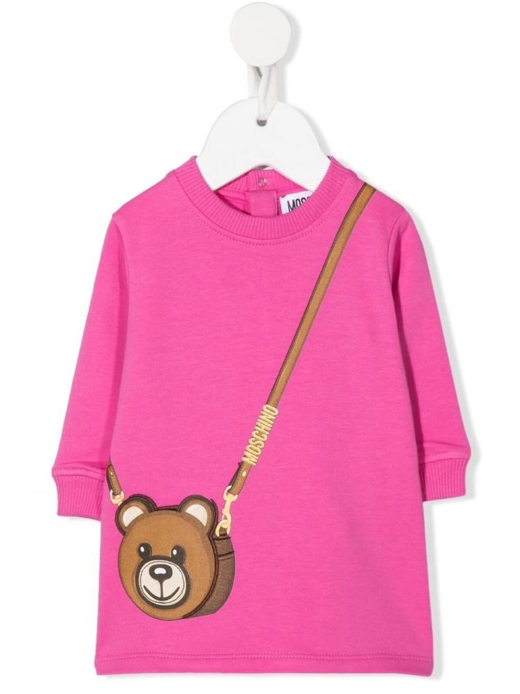 Moschino Kids - teddy bear-print sweater dress