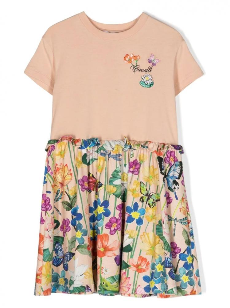 Roberto Cavalli Kids - floral and butterfly print dress