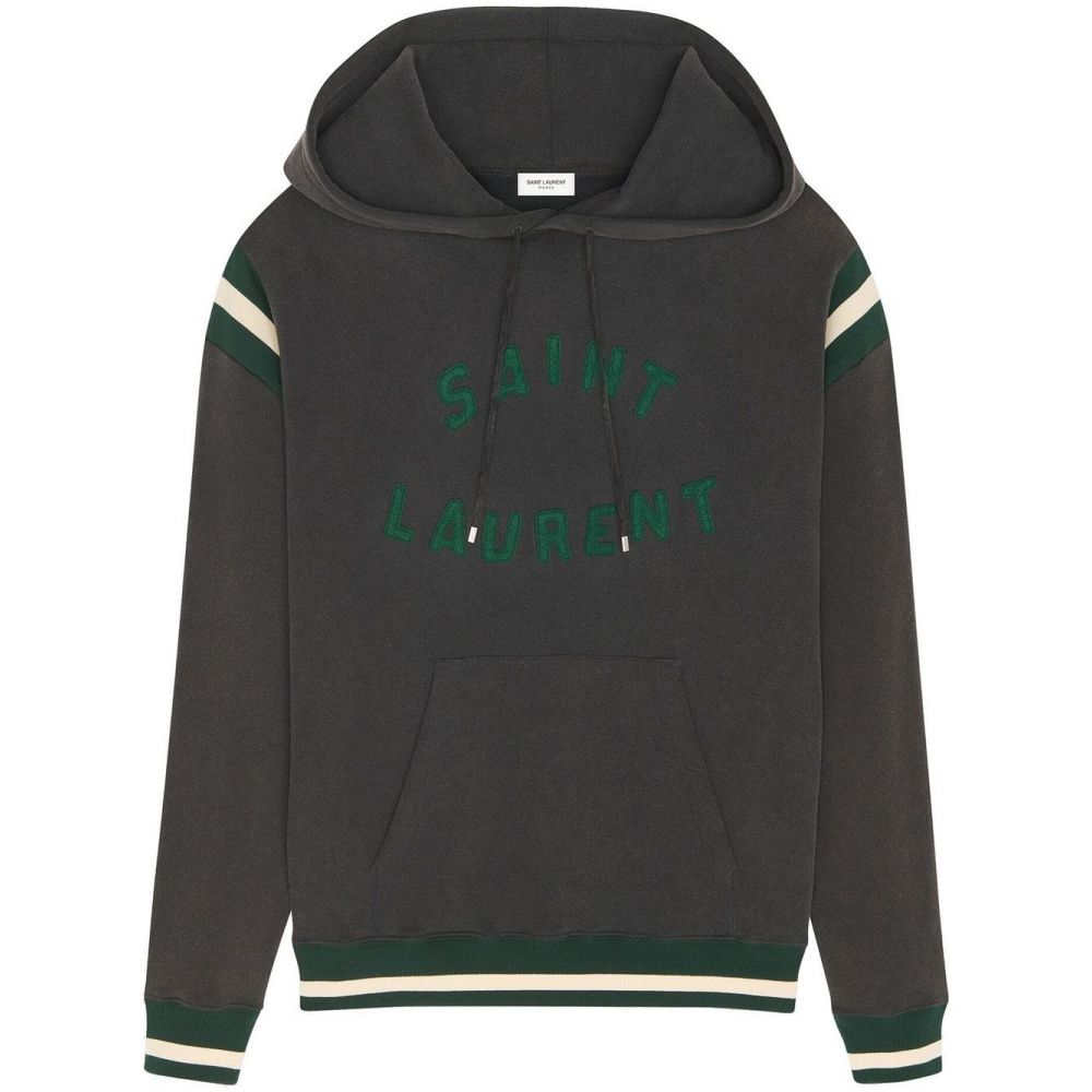 Saint Laurent - logo-patch cotton hoodie