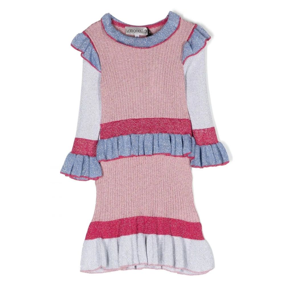 Simonetta Kids - ribbed-knit long-sleeve dress