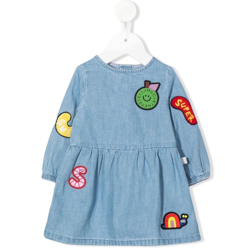 Stella McCartney Kids - logo-appliquè denim dress
