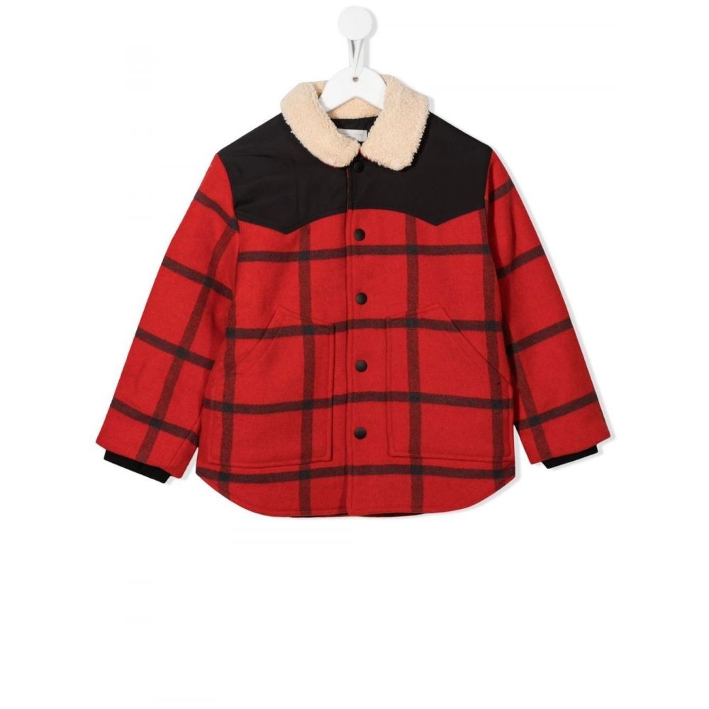 Stella McCartney Kids - check-pattern shearling-collar shirt jacket