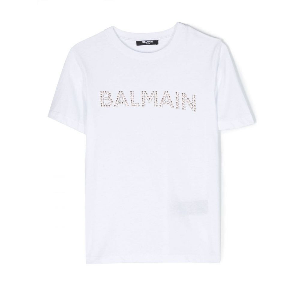 Balmain Kids - stud-embellished logo cotton T-shirt