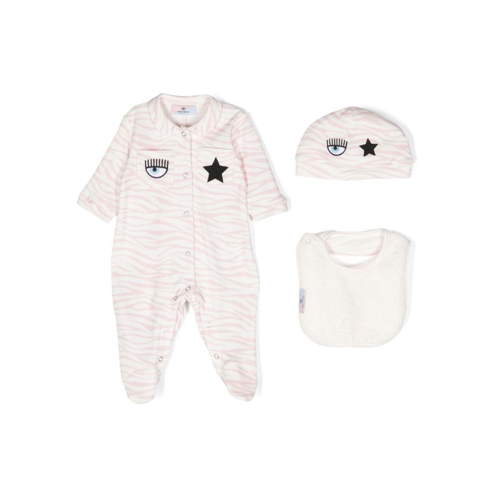 Chiara Ferragni Kids - zebra-print cotton babygrow set