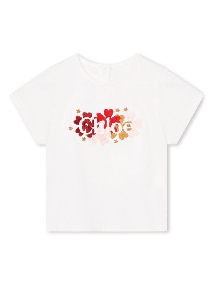 Chloe Kids - embroidered-logo organic cotton T-shirt