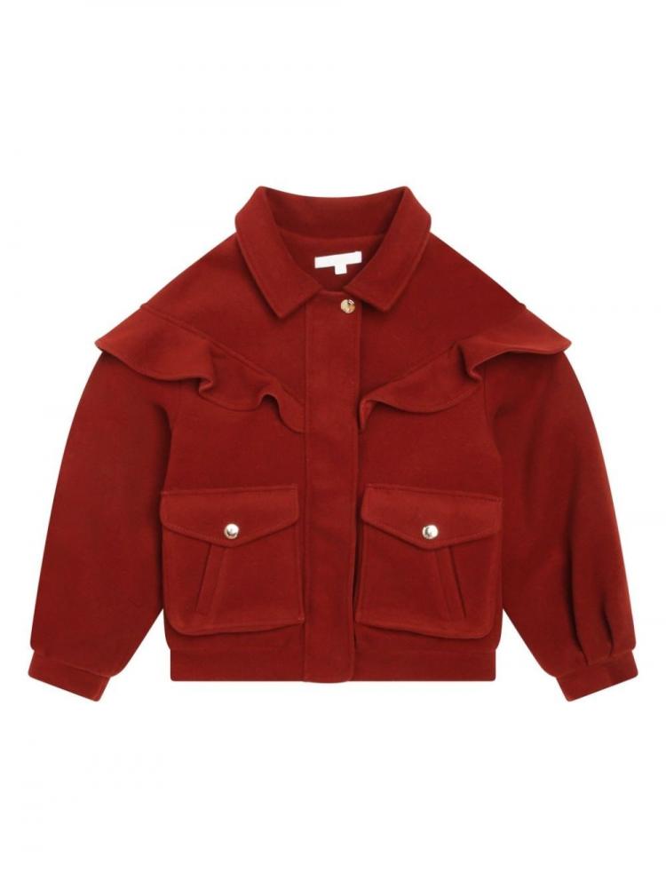 Chloe Kids - frilled-trim zip-up jacket