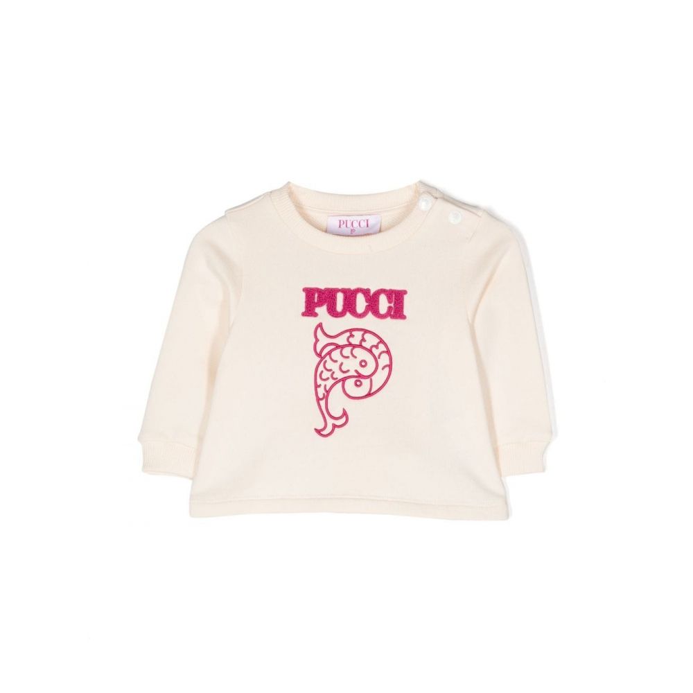 Emilio Pucci Kids - logo-patch cotton sweatshirt